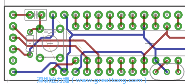 4.2. 然后在電路板的背面進(jìn)行布線。