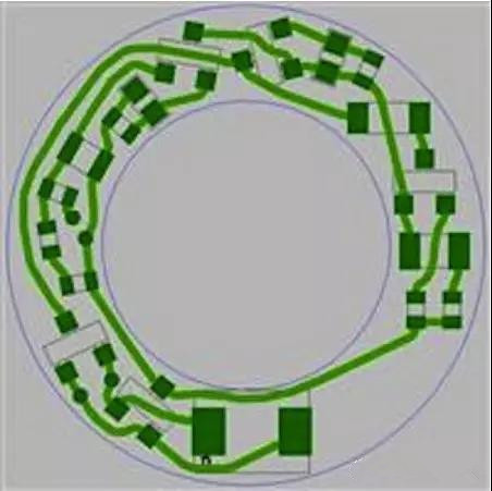 圖6：PCB布線例子：(a)拓?fù)涫阶詣?dòng)布線器(完成了100%導(dǎo)線的布線)；