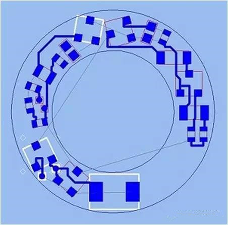 (b)基于最佳形狀的自動(dòng)布線器(完成了56.3%的導(dǎo)線布線)；